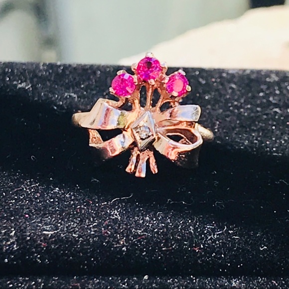 ❌❌❌SOLD ❌❌❌RUBIES AND DIAMOND 14 KT ROSE GOLD RING - Picture 10 of 16